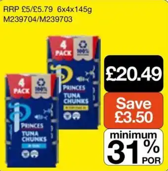 Booker Wholesale Princes tuna chunks offer