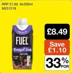 Booker Wholesale Fuel breakfast drink offer