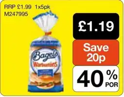 Booker Wholesale Bagels Warburtons offer