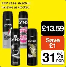 Booker Wholesale Lynx deodorant offer