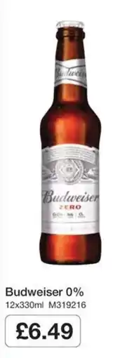 Booker Wholesale Budweiser 0% offer