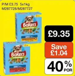 Booker Wholesale Bakers adult dog food offer