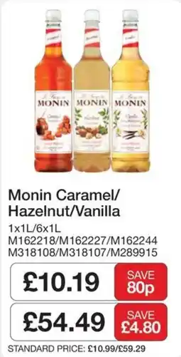 Booker Wholesale Monin Caramel/Hazelnut/Vanilla offer