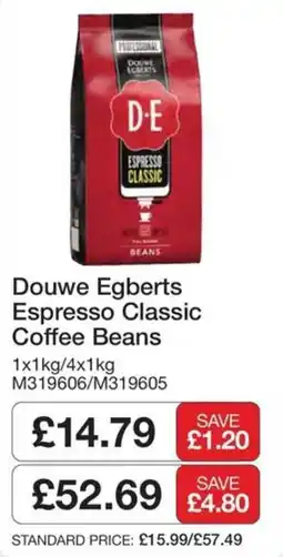 Booker Wholesale Douwe Egberts Espresso Classic Coffee Beans offer