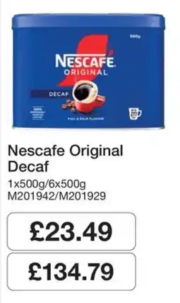 Booker Wholesale Nescafe original decaf offer