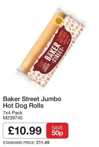 Booker Wholesale Baker Street jumbo hot dog rolls offer