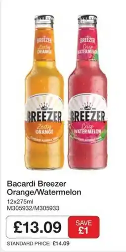 Booker Wholesale Bacardi Breezer Orange/Watermelon offer