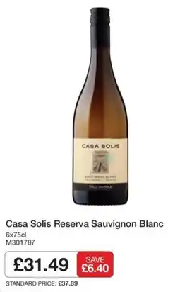 Booker Wholesale Casa Solis Reserva Sauvignon Blanc offer