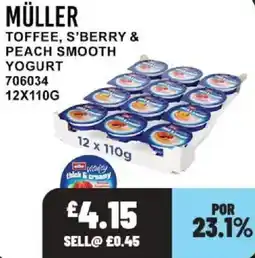 Bestway Müller toffee, s'berry & peach smooth yogurt offer