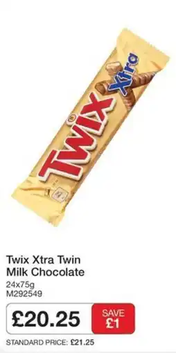 Booker Wholesale Twix Xtra Twin Milk Chocolate offer