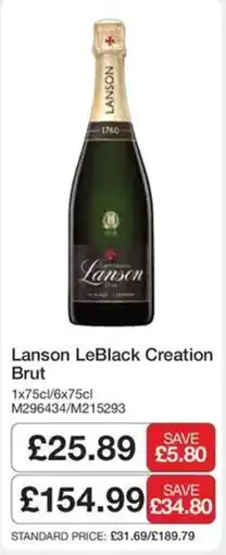 Booker Wholesale Lanson LeBlack Creation Brut offer