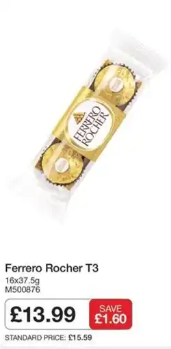Booker Wholesale Ferrero rocher t3 offer