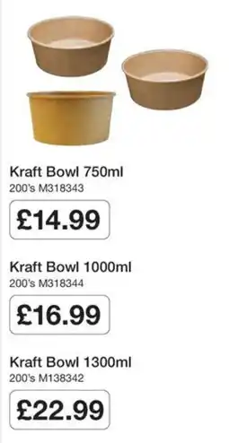 Booker Wholesale Kraft Bowl offer
