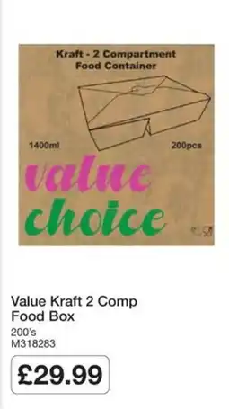 Booker Wholesale Value kraft 2 comp food box offer