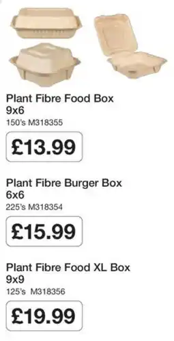 Booker Wholesale Plant Fibre Food Box offer