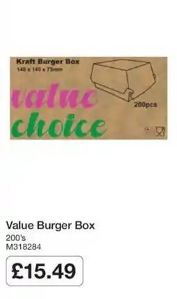 Booker Wholesale Value Burger Box offer