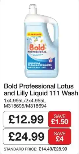 Booker Wholesale Bold Professional Lotus and Lilly Liquid 111 Wash offer