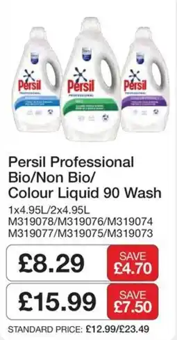 Booker Wholesale Persil professional bio/non bio/colour liquid 90 wash offer