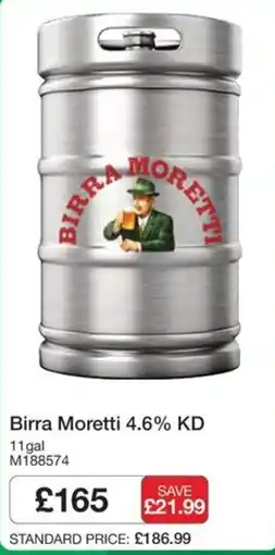 Booker Wholesale Birra Moretti offer