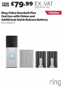 Costco Ring video doorbell plus 2nd gen with chime and additional quick release battery offer