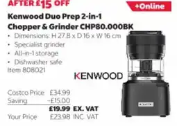 Costco Kenwood duo prep 2-in-1 chopper & grinder offer