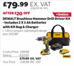 Costco DeWalt brushless hammer drill driver kit offer