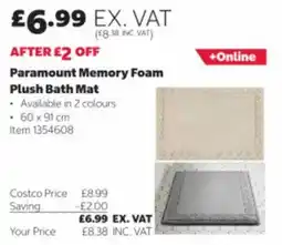 Costco Paramount memory foam plush bath mat offer