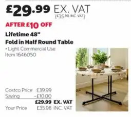 Costco Lifetime 48" Fold in Half Round Table offer