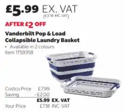 Costco Vanderbilt Pop & Load Collapsible Laundry Basket offer