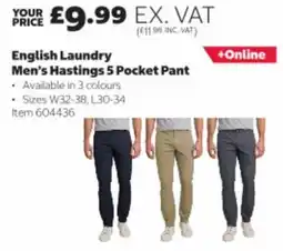 Costco English Laundry Men's Hastings 5 Pocket Pants offer