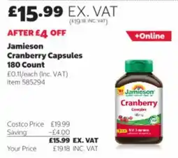 Costco Jamieson cranberry capsules offer