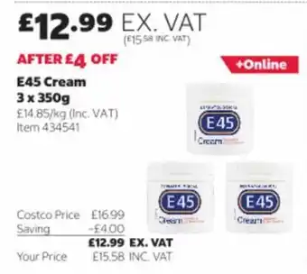 Costco E45 cream offer