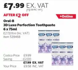 Costco Oral-B 3d Luxe Perfection Toothpaste offer
