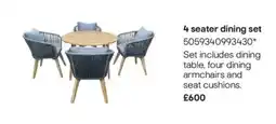 B&Q 4 seater dining set offer