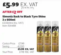 Costco Simoniz back to black tyre shine offer