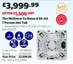 Costco The Wellness Co Relax 6 59-Jet 7 Person Hot Tub offer