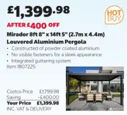 Costco Mirador louvered aluminium pergola offer