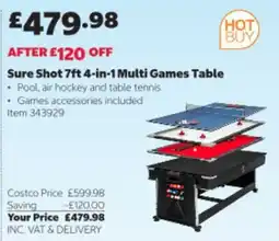 Costco Sure Shot 7ft 4-in-1 Multi Games Table offer