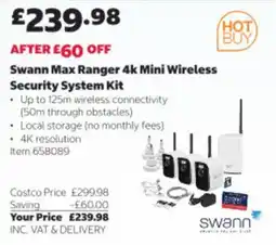 Costco Swann max ranger 4k mini wireless security system kit offer