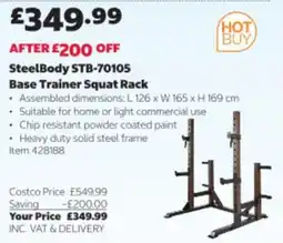 Costco Steelbody base trainer squat rack offer
