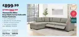Costco Thomasville miles grey fabric corner sofa with power footrests offer