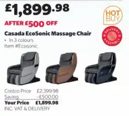 Costco Casada Ecosonic Massage Chair offer