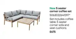 B&Q New 5 seater corner coffee set offer