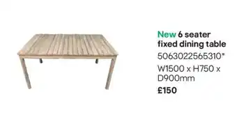 6 seater fixed dining table
