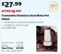 Costco Tramontina stainless steel moka pot offer