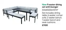 B&Q New 9 seater dining set with lounger offer
