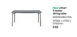 B&Q New Lithari 4 seater dining table offer