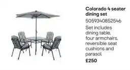B&Q Colorado 4 seater dining set offer