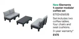 B&Q New Elements 4 seater modular coffee set offer