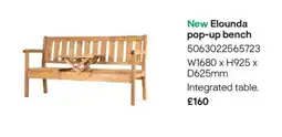 B&Q New Elounda pop-up bench offer